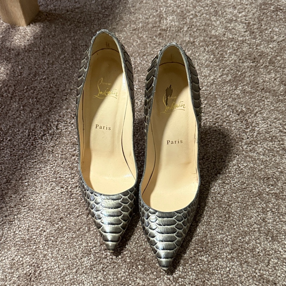 Christian Louboutin Metallic Python Heels - Gem